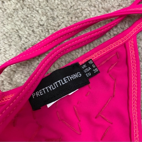 Pretty Little Thing Neon Pink V Wire Jewelled gem Bikini Sz 6/8 - Picture 8 of 12